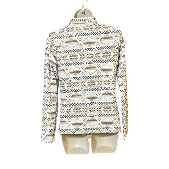 Cozy Columbia Aztec Mock Neck Pullover Neutral Geo Winter Adventure Layer S - Picture 3 of 5